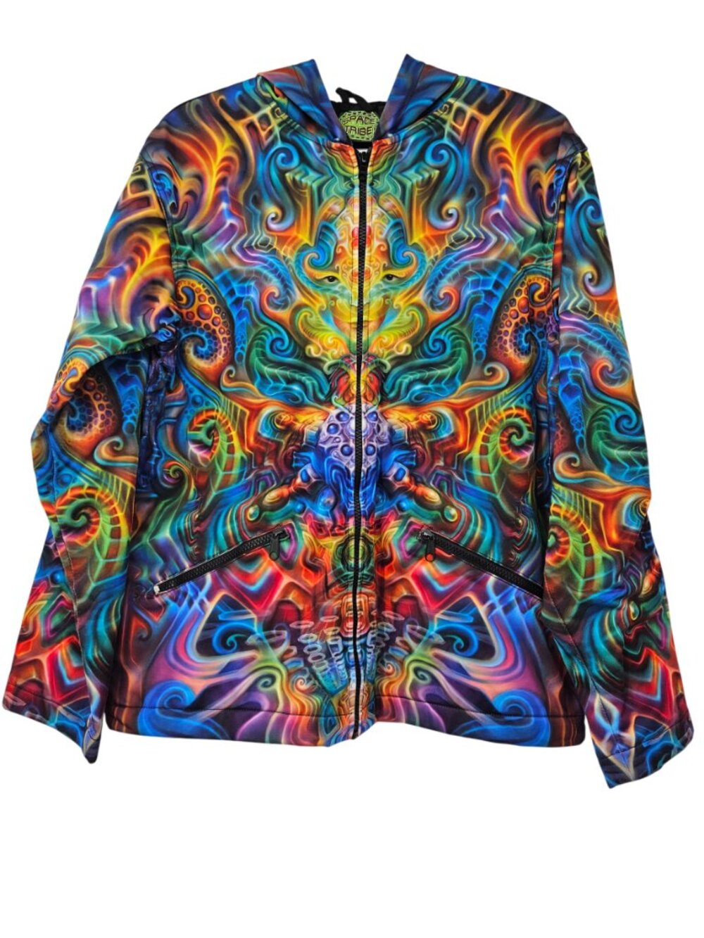 Space Tribe Sublime Hooded Jacket In Holographic Altar Men's Size M Full Zip - Picture 2 of 14